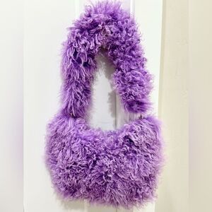 Handmade Lavender Real Curly Shearling Fashion Hobo Bag/Shoulder Bag/Crossbody